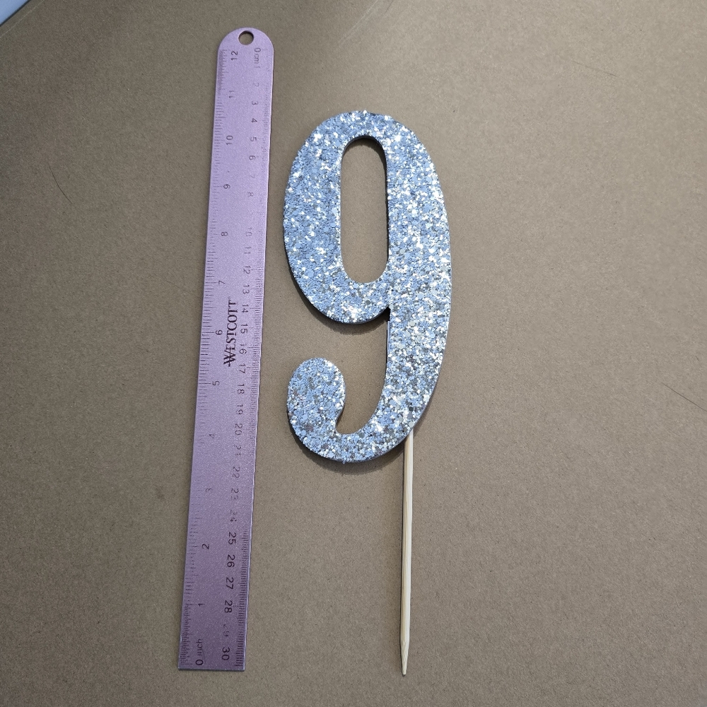 🎂Silver Glitter Cake Topper